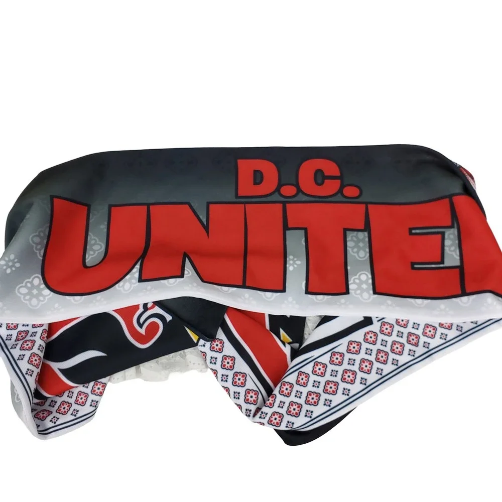 DC United Adidas‎ MLS Knit Scarf Sublimation Print Art Black White Red New